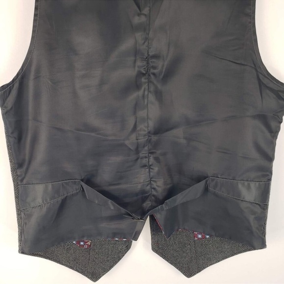 TOMMY HILFIGER HERRINGBONE NOTCHED WOOL BLEND VEST SIZE SMALL - Picture 10 of 16